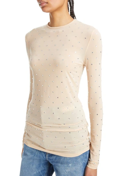 Rabanne Stud Detail Crewneck Top In Skin