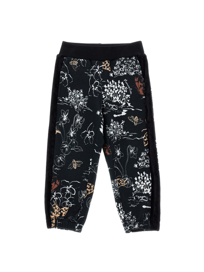 Monnalisa Kids'   Fleece Joggers With Side Bands In Black