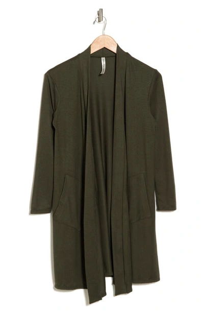 Forgotten Grace Longline Cardigan In Olive