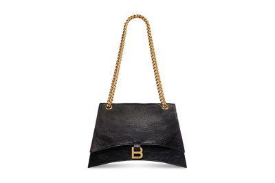 Pre-owned Balenciaga Women's Crush Medium Chain Bag Black