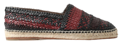 Dolce & Gabbana Black Bordeaux Buffalo Leather Espadrille Shoes