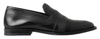 DOLCE & GABBANA DOLCE & GABBANA BLACK LEATHER SLIPPER LOAFERS STITCHED MEN'S SHOES