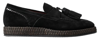 DOLCE & GABBANA DOLCE & GABBANA BLACK SUEDE LEATHER CASUAL ESPADRILLE MEN'S SHOES