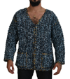 DOLCE & GABBANA DOLCE & GABBANA ELEGANT BLUE V-NECK CARDIGAN MEN'S SWEATER