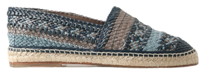 Dolce & Gabbana Blue Grey Leather Buffalo Espadrille  Shoes