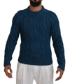 DOLCE & GABBANA DOLCE & GABBANA ELEGANT BLUE CREWNECK MEN'S SWEATER