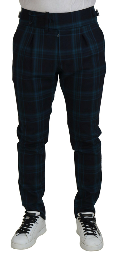 DOLCE & GABBANA DOLCE & GABBANA ELEGANT PLAID WOOL DRESS MEN'S PANTS