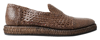 Dolce & Gabbana Brown Woven Leather Loafers Casual Shoes In Brown