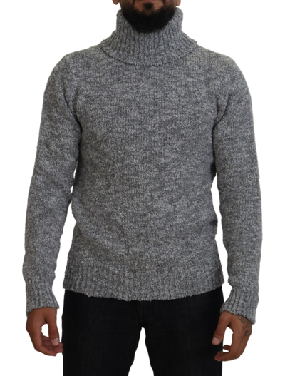 DOLCE & GABBANA DOLCE & GABBANA ELEGANT GRAY WOOL-BLEND TURTLENECK MEN'S SWEATER