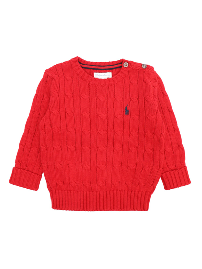 Polo Ralph Lauren Cable Knit Cardigan In Red