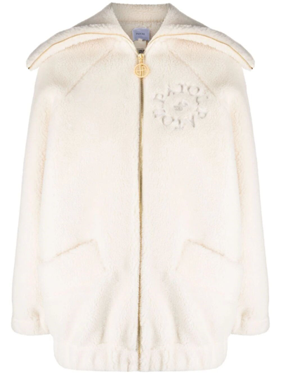 Patou Logo-embroidered Fleece Jacket In Nude & Neutrals