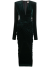 ALEXANDRE VAUTHIER VELVET MAXI DRESS WITH RUFFLES