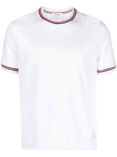 Thom Browne Logo-patch Crew Neck T-shirt In White