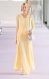 Del Core Ribbed Cotton Maxi Skirt In Yellow