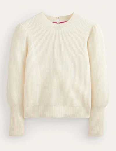 Boden Key Hole Cashmere Sweater Warm Ivory Women