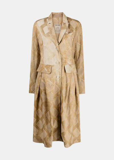 Uma Wang Diamond-pattern Single-breasted Coat In Tan