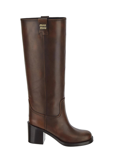 Miu Miu Knee-length Boots In Brown