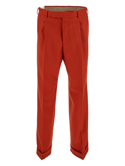 Pt Torino Wool Trousers In Red