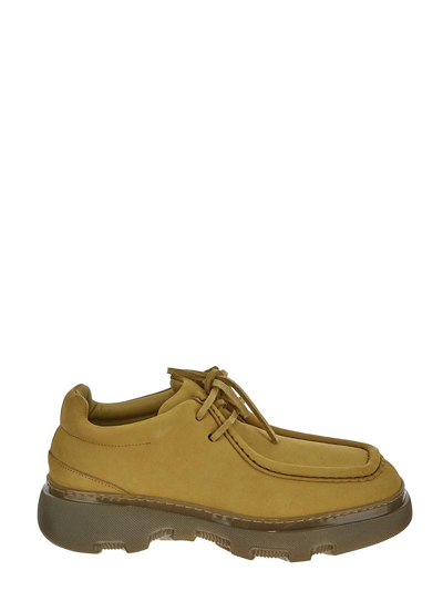 Burberry Creeper Suede Derby Shoes In Yellow