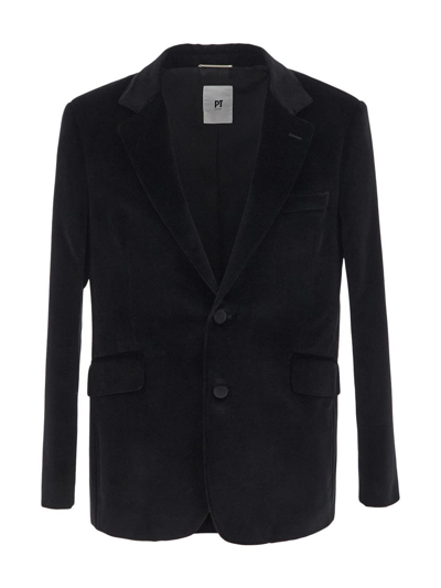 Pt Torino Velvet Suit In Black