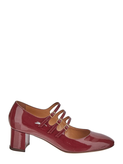 Relac Patent Buckle Straps Pumps In Red