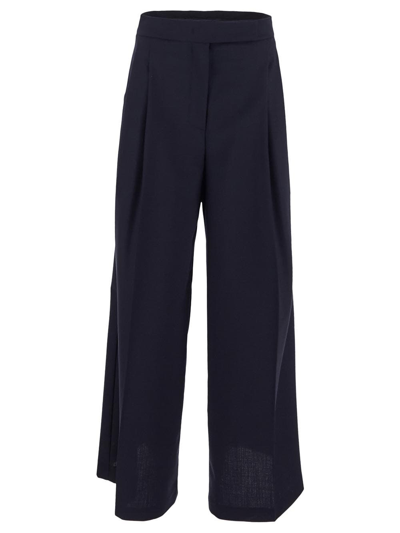 Semicouture Wide Leg Trousers In Blue