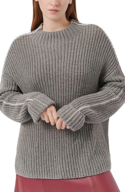 Atm Anthony Thomas Melillo Merino Wool Blend Chunky Rib Sweater In Heather Grey