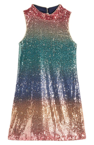 Zunie Kids' Gradient Sequin Shift Dress In Gold/ Multi