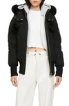 Moose Knuckles Womens Original Debbie Bomber Neoshear In Navy With Black Shearling