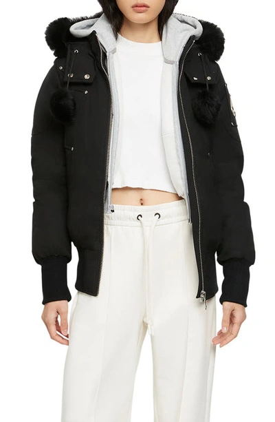 Moose Knuckles Womens Original Debbie Bomber Neoshear In Black W Black S