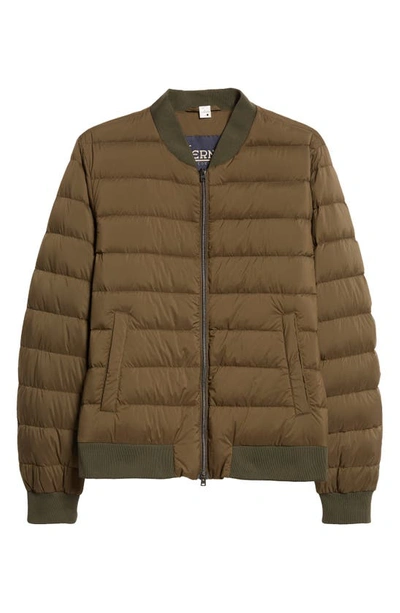 Herno Legend Quilted Down Bomber Jacket In Verde/ Beige