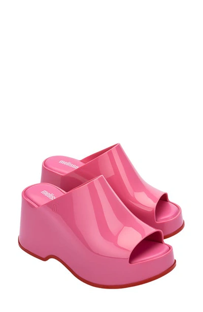 Melissa Patty Platform Slide Sandal In Pink/red