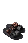 Melissa Cozy Black And Clear Tortoise Slide Sandals