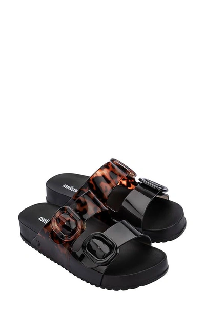 Melissa Cozy Black And Clear Tortoise Slide Sandals