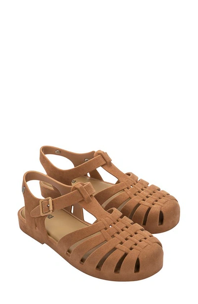 Melissa Possession Velvet Fisherman Sandal In Beige Flocked, Women's At Urban Outfitters In Brown