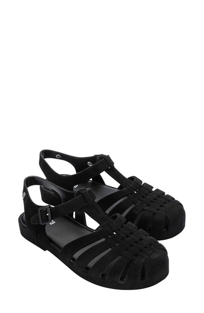 Melissa Possession Fisherman Sandal In Black Flocked