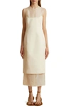 Khaite Dissa Mixed Media Sleeveless Cotton Blend Dress In Bone