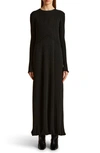Khaite Okla Metallic Ribbed Wool-blend Maxi Dress In Thunder