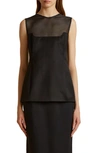 Khaite Sasmo Sleeveless Crepe And Mesh Top In Black