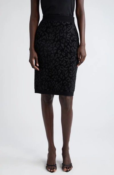 St John Women's Metallic Leopard Knit Mini Skirt In Black