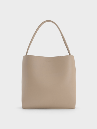 Charles & Keith Leia Tote Bag In Taupe