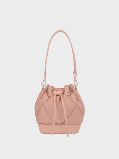 Charles & Keith Lin Quilted Chain-handle Bucket Bag In Pink