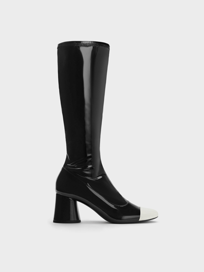 Charles & Keith Coco Two-tone Knee-high Boots In Multi