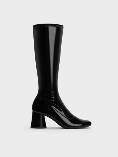 Charles & Keith Coco Knee-high Boots In Black Box