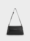 Charles & Keith Nasrin Geometric Shoulder Bag In Noir