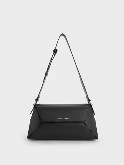 Charles & Keith Nasrin Geometric Shoulder Bag In Noir