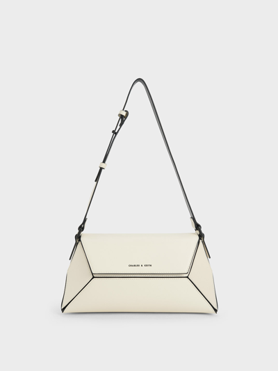 Charles & Keith Nasrin Geometric Shoulder Bag In Neutral