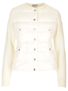 Moncler Quilted Front Cardigan In White