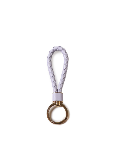 Bottega Veneta Intreccio Key Ring In Oyster-gold