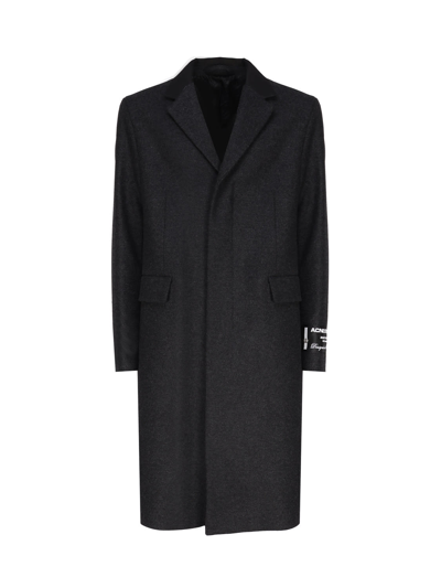 Acne Studios Single-breasted Tailored Coat In Dark Grey Melange